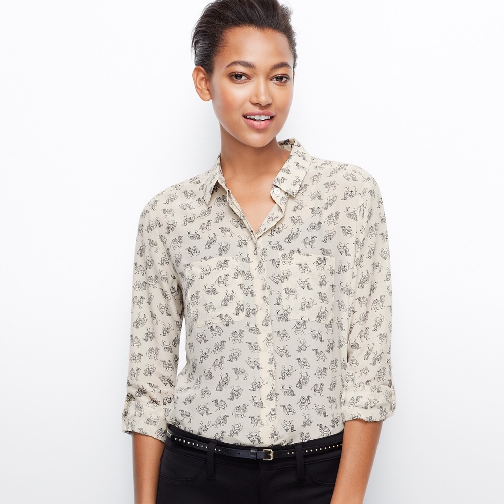 Camel Print Ann Taylor Blouse